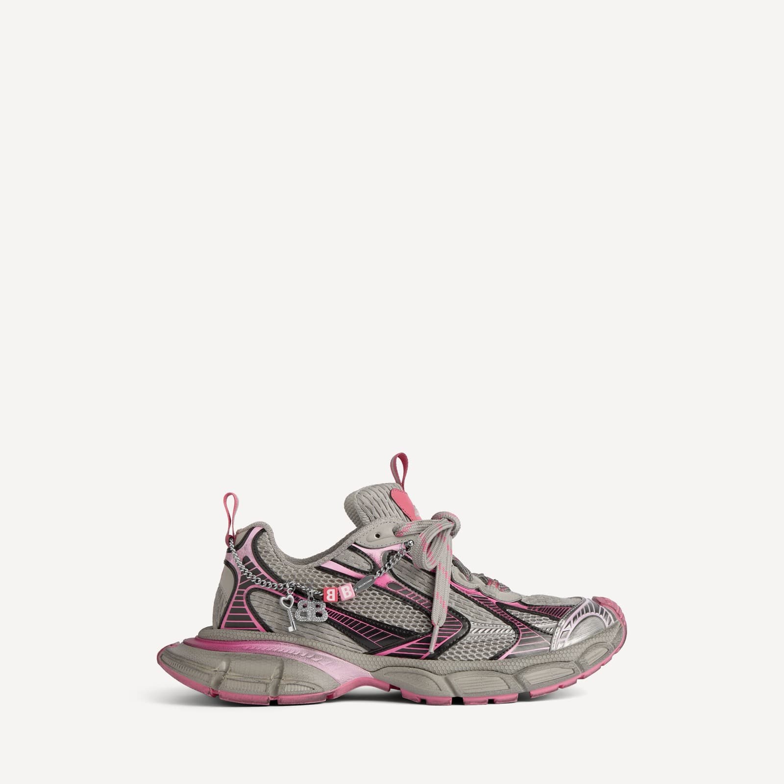 BALANCIAGA SNEAKER 3XL GRADIENT AVEC CHARMS EN GRIS/ROSE